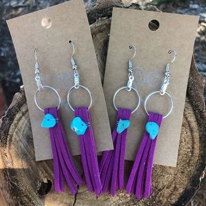 Magenta and Turquoise Earrings Handmade Jewelry